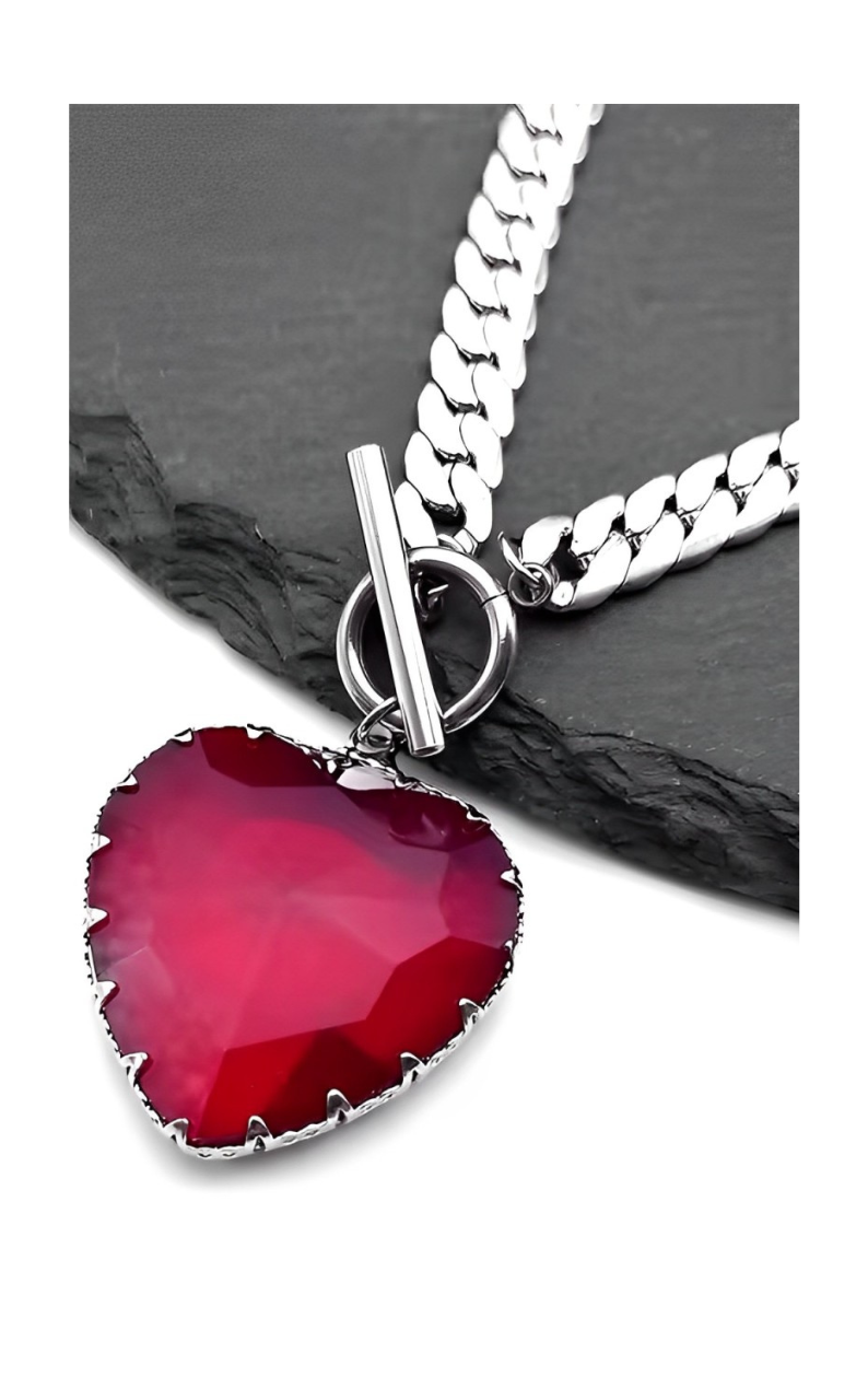 LoveChains™ - Kalp Camlı Choker Kolye (MODEL 4)
