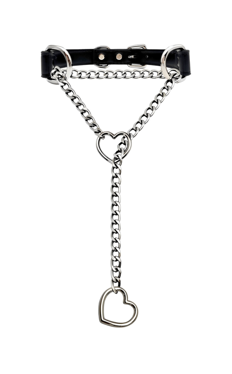 LoveChains™ - Deri Kalp Tokalı Zincir Choker Kolye (MODEL 2)
