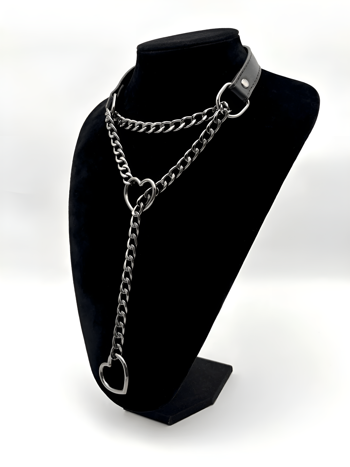 LoveChains™ - Deri Kalp Tokalı Zincir Choker Kolye (MODEL 2)