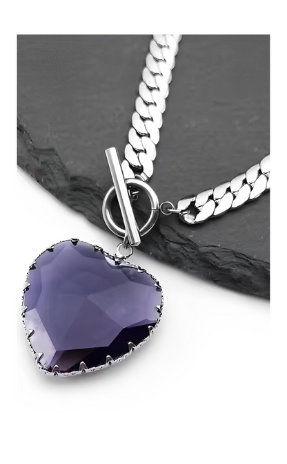 LoveChains™ - Kalp Camlı Choker Kolye (MODEL 4)