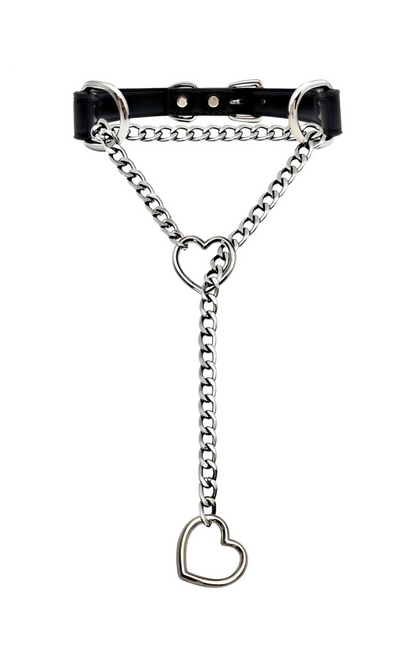 LoveChains™ - Deri Kalp Tokalı Zincir Choker Kolye (MODEL 2)