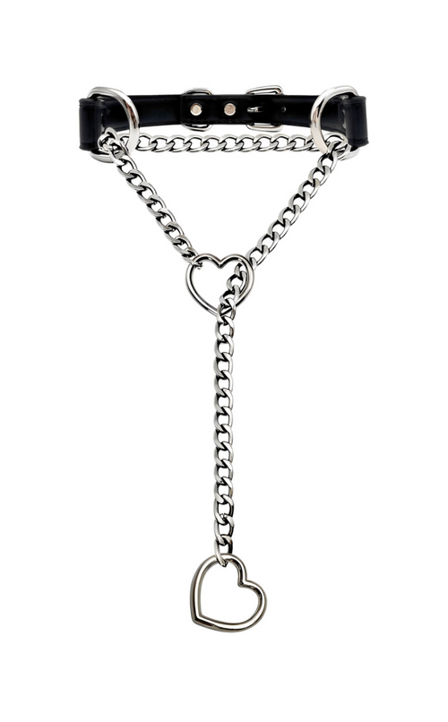 LoveChains™ - Deri Kalp Tokalı Zincir Choker Kolye (MODEL 2)