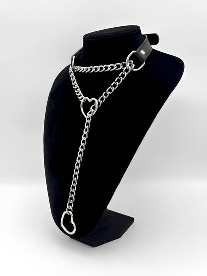 LoveChains™ - Deri Kalp Tokalı Zincir Choker Kolye (MODEL 2)