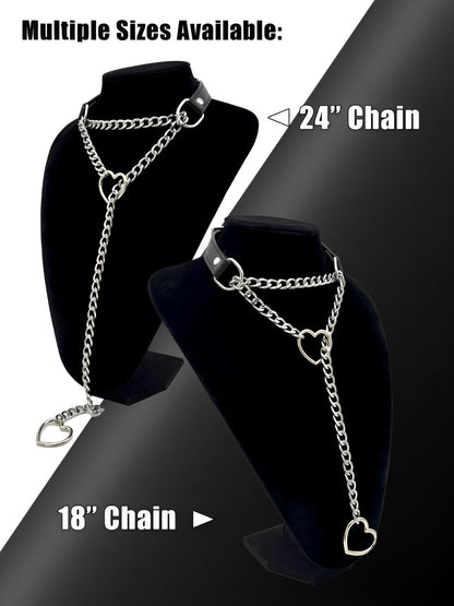 LoveChains™ - Deri Kalp Tokalı Zincir Choker Kolye (MODEL 2)