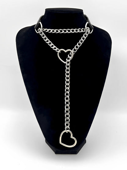LoveChains™ - Deri Kalp Tokalı Zincir Choker Kolye (MODEL 2)